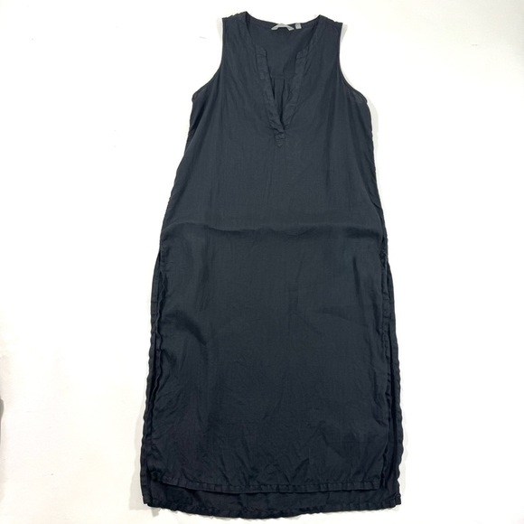Athleta Meditation Midi Dress Black Linen Size Small - Picture 1 of 7